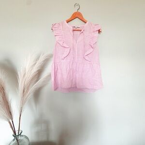LOFT Light Pink Ruffled Blouse